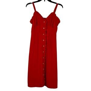 As U Wish Red Button Up Midi Sundress Small